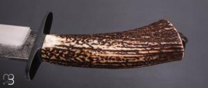    Couteau  de chasse par Laurent Gaillard - Bois de cerf et lame en 100C6