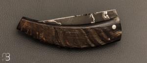 Couteau " Baby Dollar L"  corse lame Damas et corne de bélier de José Viale