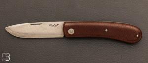 Couteau  " cran carr " micarta et VG10 damas Suminagashi par Frdric Maschio