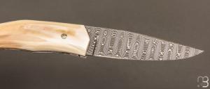   Couteau " custom " de Alain & Joris Chomilier - Ivoire de phacochère et damas "spirographe" de Vegas Forge