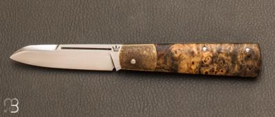 Couteau " Barlow " pliant custom Loupe de buis et C130 par Nicolas Weber
