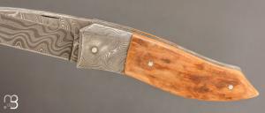   Couteau " custom " de Alain & Joris Chomilier - Damas de Chad Nichols et ivoire de mastodonte