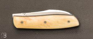 Couteau " custom " pliant de David Lespect - Ivoire de phacochère et lame en RWL34