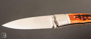    Couteau " Pièce unique " custom par Rémi Lavialle - Os cerfé et lame en RWL34