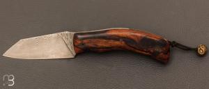 Couteau custom liner lock bois de fer et damas de Garaboux Jean Philippe - Les couteaux de Pi