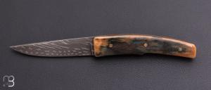     Couteau " custom " de Alain & Joris Chomilier - Ivoire de mammouth et damas inoxydable Vegas Forge