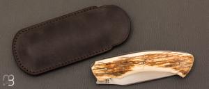    Couteau " custom " pliant par Joël Grandjean - Ivoire de mammouth et RWL34