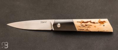 Couteau pliant de collection de Stéphane Sagric - Ivoire de Mammouth et Zirconium
