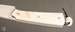   Couteau  droit " Pièce unique " custom par Christophe Arbogast - Ivoire de phacochère et RWL34