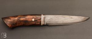     Couteau Droit noyer et Damas multi-barreaux par Jean Paul Sire