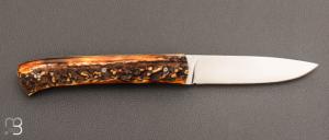    Couteau liner lock par Joël Grandjean - Bois de cerf et RWL34