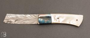   Couteau " lock back " par Eric Depeyre - Damas plume et nacre