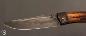   Couteau " lock back " par Thomas LECAS - Bois de cerf teinté et 135Cr3