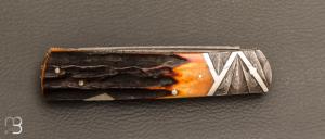   Couteau " Custom Lock Back " de Ken Steigerwalt - Damas et Amber stag 