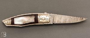  Couteau pliant par Joseph Uda - Nacre noire et damas