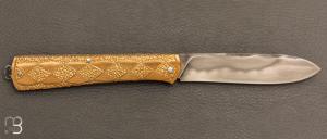   Couteau  " slipjoint " par Thomas LECAS - Laiton et lame en C130
