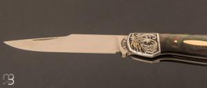  Couteau " slipjoint " custom par Tommy Overeynder - gravure de Tim Herman