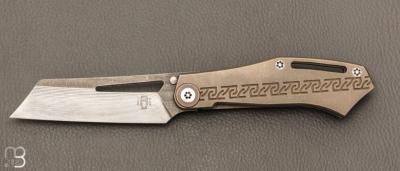    Couteau  "  DAO frame lock " custom par Torpen Knives - Jérôme Hovaere - Titane et Damax™