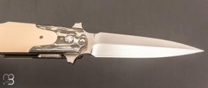    " Dague pliante custom " de Stéphane Sagric - Micarta et RWL34