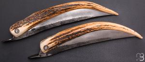    Duo de couteaux Piémontais par Mickael Moing - Bois de cerf