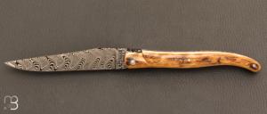    Couteau Laguiole en Aubrac 12 cm manche en ivoire de mammouth et lame en damas de Markus Balbach
