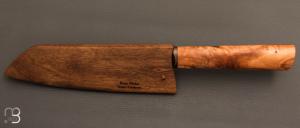    Couteau " Santoku " par Joël Matter - Cornouiller et sandwich inox / carbone