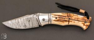 Couteau  "  Spartan  "  custom lock-back par Raphaël Durand - Damas de Samuel Lurquin