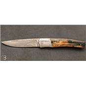 Couteau 1820 Berthier par Alain et Joris Chomilier - Lame damas de Chad Nichols