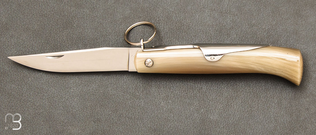 Couteau Chasseur avec anneau 12 cm Corne blonde par J. Mongin