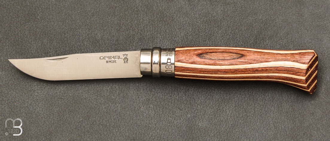 N°08 Slate braun laminated birch Opinel knife