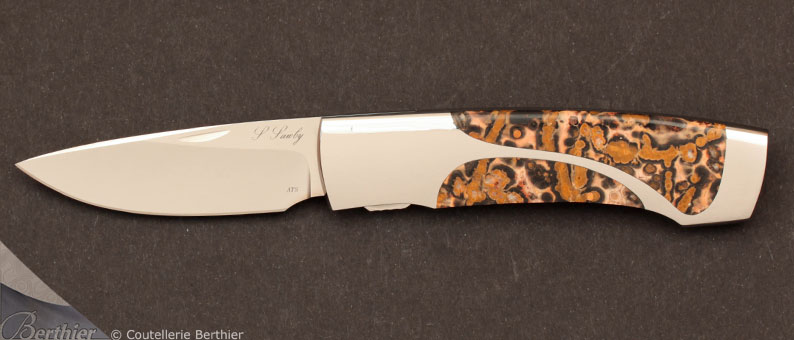 Leopard Skin interframe folding knife by Scott Sawby