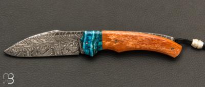 Couteau Xavard molaire de mammouth et damas de Philippe Ricard