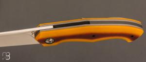  Couteau " liner-lock " custom par Romain Lopez - Micarta butterscotch et RWL-34
