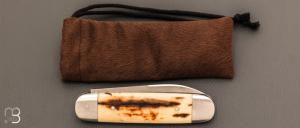 Couteau " Bouledogue" fait main par Laurent Gaillard - ivoire de mammouth / 14C28N