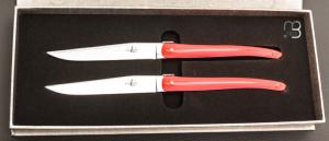  Coffret de 2 couteaux de table Laguiole par J. -M. Wilmotte - Rouge brillant