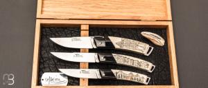 Coffret collection de 3 couteaux "  le Thiers® Scrimshaw " par Fontenille-Pataud