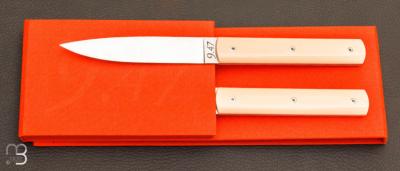 Set of 2 9.47 table knives with white handle by Perceval REF HB_94702