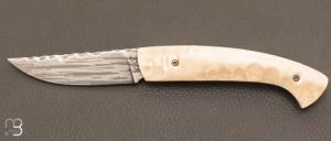 Couteau  "  1515 " collection " Primitive " par Manu Laplace - Os de renne