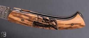  Couteau 1515 collection " Trilogie" par Manu Laplace - Ivoire de mammouth et lame damas Vegas Forge