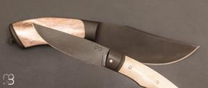 Couteau  "  2 en 1 " fait main de Mickael Moing -  Bois de renne et 100Cr6