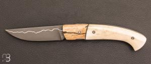 Knife "Atelier 1515 Ligne de vie" reindeer bone / heated beech - 14C28N