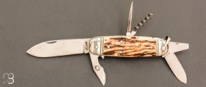  Couteau Bouledogue Vritable "Issarinox" 6 pices - Bois de cerf