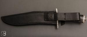   Couteau " Bowie " de Nicolas Mestrallet - Atelier du couteau Vaunaveys -Fourche de peulier et lame damas