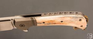  Couteau " Bullet  " pliant de Gudy van Poppel - Ivoire de mammouth et Böhler N690