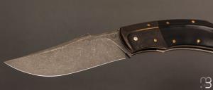  Couteau " Buzzard " pliant custom par Nicolas Weber - Ebène et lame en RWL34