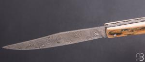 Couteau " Chiloé" pliant de Robin Forissier - Ivoire de mammouth et Damasteel