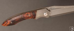 Couteau "  Epervier " custom en Bois de fer et Damas Suminagashi par Nicolas Kowal