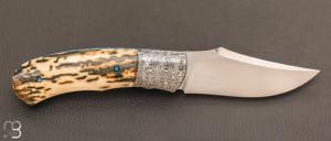  Couteau " Fenix L " custom pliant par Milan Mozolic - Ivoire de  mammouth