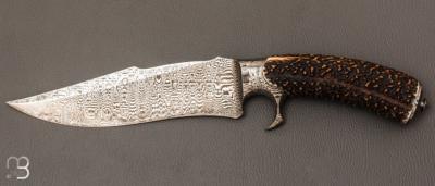   Couteau " Fighter Sub hilt  " de Samuel Lurquin - Damas et cerf sambar
