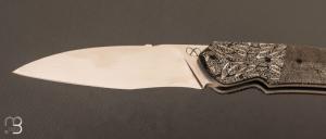  Couteau  "  Custom " par Florian Keller - Fatcarbon® spacecoral et lame en RWL-34 